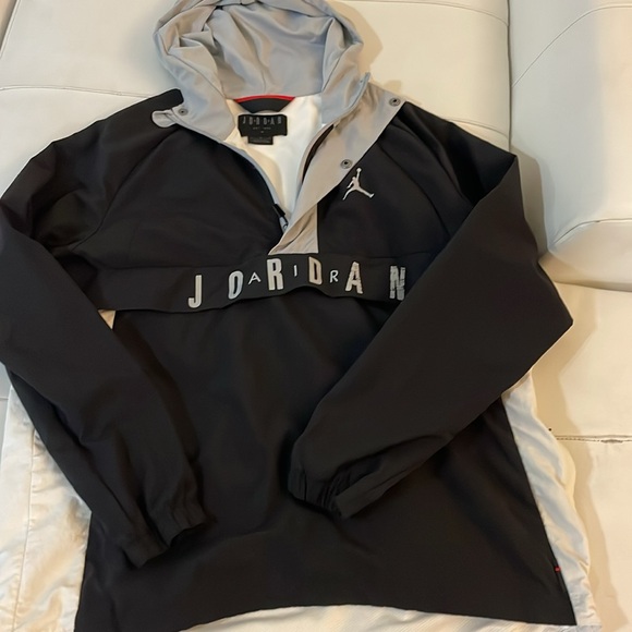 Vintage Jordan windbreaker hoody pullover black white Medium - Picture 9 of 13